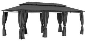 Gazebo com cortinas 600x298x270 cm antracite