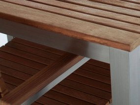 Mesa de refeições de jardim em aço e madeira de teca 200 x 90 cm VIAREGGIO Beliani