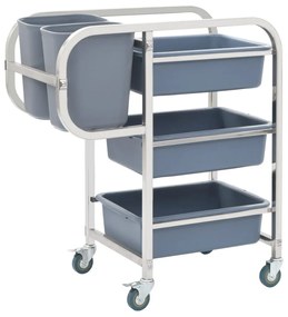 vidaXL Carrinho de cozinha com recipientes de plástico 82x43,5x93 cm