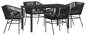 Conjunto de Jantar de Jardim 5 Peças com Almofadas Pretas de Poliratan