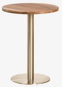 Mesa De Bar Redonda Em Madeira De Acácia Xiren Ø60 Cm & Madeira De Acácia - Dourado Escovado - Sklum