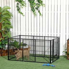 PawHut Parque para Cães de 6 Painéis Gaiola de Metal para Animais de E