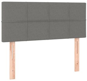 Cabeceira de cama c/ luzes LED tecido 90x5x78/88cm cinza-escuro