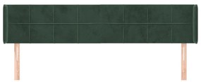 Cabeceira de cama c/ abas veludo 163x16x78/88cm verde-escuro