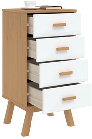 Mesa de cabeceira OLDEN madeira de pinho maciça branco/castanho