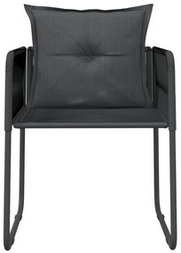 3 pcs conjunto de jantar para jardim preto