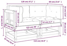 Sofás de canto com almofadões 2 pcs pinho impregnado