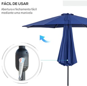 Chapéu de Sol de Jardim Ø295x250 cm com Manivela Chapéu de Sol Exterio