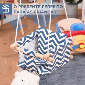 Outsunny Balanço de bebê ajustável em altura com cinto de segurança interno e externo máx. 80 kg Madeira 40x40x180 cm Azul e Branco