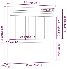 Cabeceira de cama 81x4x100 cm pinho maciço cinzento