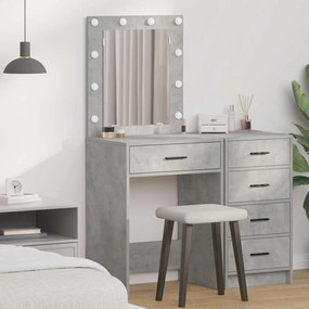 vidaXL Mesa de Maquilhagem com Luzes LED em Cinza Concreto, 50x41x135 cm