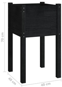 Vasos/floreiras de jardim 2 pcs 40x40x70 cm pinho maciço preto