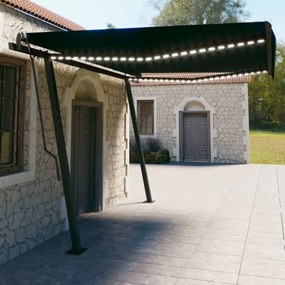 Toldo retrátil manual com luzes LED 4,5x3 m antracite