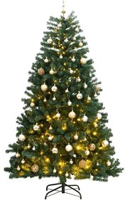 vidaXL Árvore Natal artificial articulada c/ 300 luzes LED+bolas 210cm
