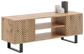 Móvel TV Focus 135 cm - decoração em espinha - cor carvalho artesanal