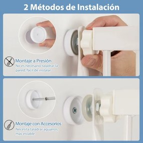 Barreira para animais de estimação, cerca metálica com abertura de 77-104 cm 2 kits de extensão sem perfuração nem montagem de acessórios branca