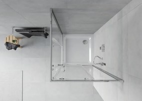 Mexen Rio cabine de duche quadrada 90 x 90 cm, transparente, cromado + base de duche Flat, branco - 860-090-090-01-00-4010