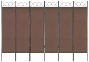 vidaXL Divisória de quarto com 6 painéis 240x180 cm castanho