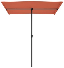 Guarda-sol de jardim c/ poste de alumínio 180x110 cm terracota