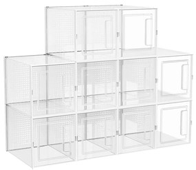 Caixas transparentes para sapatos de salto alto, empilháveis com porta | SONGMICS | 21 x 33.4 x 22.5 cm | branco | LSP001W01.