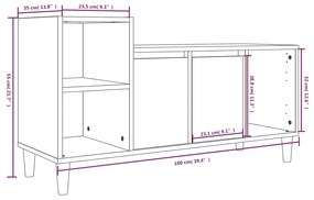 Móvel para TV 100x35x55 cm derivados madeira branco brilhante