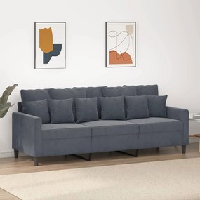 Sofá de 3 lugares 180 cm veludo cinza-escuro
