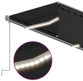 Toldo retrátil manual com estore/LED 5x3 m antracite