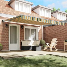Toldo Retrátil Automático vidaXL Verde e Amarelo 400x300 cm