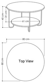 Mesa de Centro CorroCoffeeTable – Branco – 80x45x80 cm