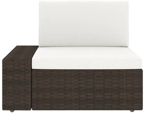 11 pcs conjunto lounge p/ jardim c/ almofadões vime PE castanho