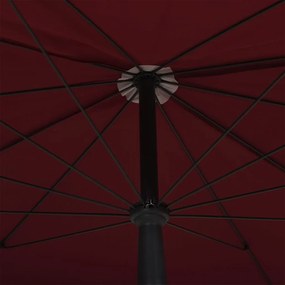 Guarda-sol de jardim com poste 200x130 cm bordô