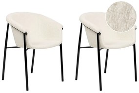 Conjunto de 2 cadeiras de jantar em tecido bouclé branco creme AMES Beliani