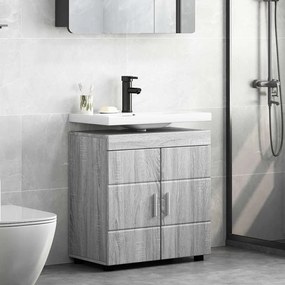 vidaXL Gabinete para lavatório de banheiro com porta Sonoma cinzento