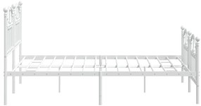 Estrutura de cama com cabeceira e pés 140x200 cm metal branco