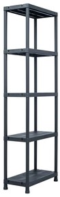 Estantes de arrumação 5 pcs preto 125 Kg 60x30x180 cm plástico