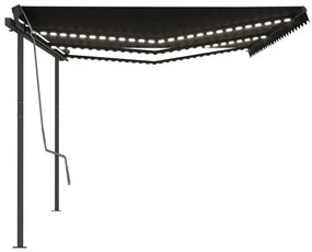 Toldo retrátil manual com LED 6x3,5 m antracite