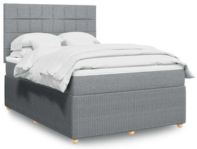 vidaXL Cama com molas/colchão 140x200 cm tecido cinzento-claro