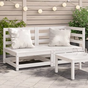 vidaXL Sofá de jardim 2 lugares pinho maciço branco