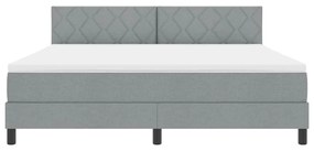 Cama Box Spring da com Colchão &amp; LED Cinza Claro 180x200 cm Tecido