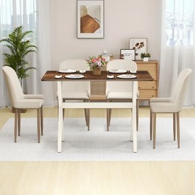 Mesa de jantar moderna sala ou cozinha em madeira 110 x 71 x 76 cm com Estrutura em X para espaços pequenos cor Nogueira, Branco