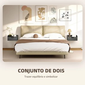 Conjunto de 2 Mesas de Cabeceira de Parede Flutuantes com 1 Gaveta para Quarto 40x30x19,5 cm Preto