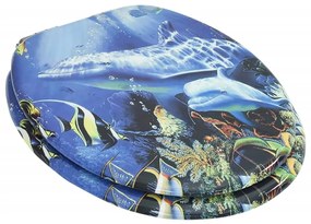 Assento de sanita com tampa de fecho suave MDF design golfinhos