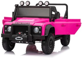 Jipe elétrico para crianças Land Rover Defender 110 SVX 12V, 4X4, luzes LED, bateria de lítio, licença ORIGINAL Rosa