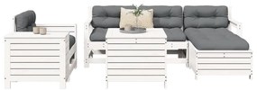 7 pcs conjunto de sofás para jardim pinho maciço branco