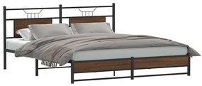 Estrutura cama sem colchão 183x213 cm metal carvalho castanho