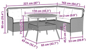 2 pcs conjunto sofás de jardim com almofadões vime PE preto