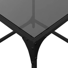 Mesa de centro com topo em vidro preto 50x50x40 cm aço