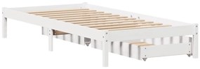 Cama sem colchão 90x200 cm madeira de pinho maciça branco