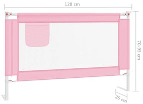 Barra de segurança p/ cama infantil tecido 120x25 cm rosa