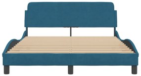 Estrutura de cama c/ cabeceira 120x200 cm veludo azul